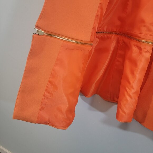 MetroStyle Blazer Bright Orange Jacket Sz 16 Lined Zip Around Adjustable - Picture 3 of 7